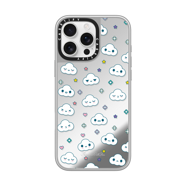 FriendsWithYou x CASETiFY iPhone 16 Pro Max ケース シルバー (シルバーバンパー) ミラーケース MagSafe対応 Little Cloud Friends