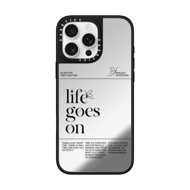 Realest Intentions x CASETiFY iPhone 16 Pro Max ケース Silver on Black ミラーケース MagSafe対応 Life Goes On