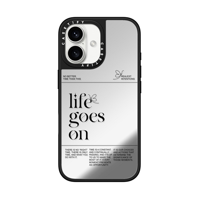 Realest Intentions x CASETiFY iPhone 16 Case Silver on Black ミラーケース MagSafe対応 Life Goes On Realest Intentions x CASETiFY iPhone 16 Case Silver on Black ミラーケース MagSafe対応 Life Goes On