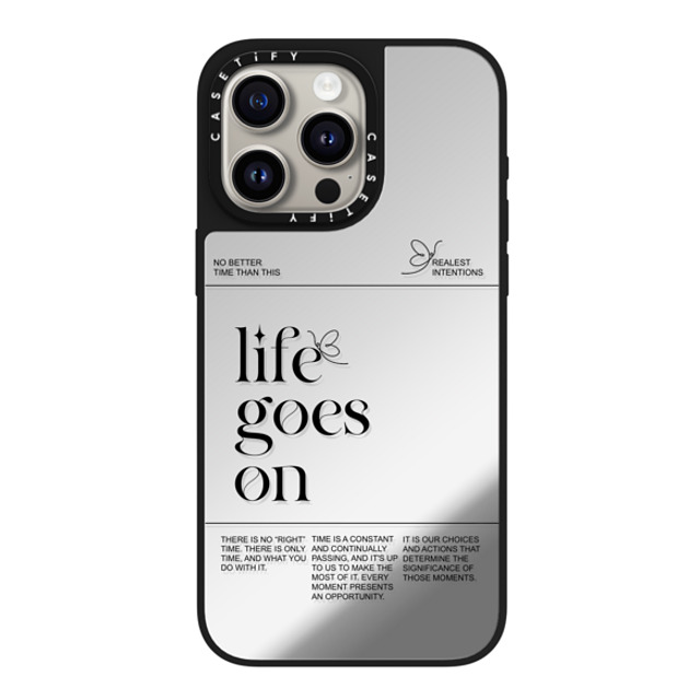 Realest Intentions x CASETiFY iPhone 15 Pro Max ケース Silver on Black ミラーケース MagSafe対応 Life Goes On