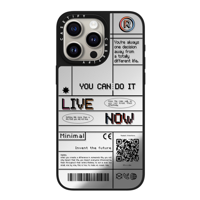 Realest Intentions x CASETiFY iPhone 15 Pro Max ケース Silver on Black ミラーケース MagSafe対応 Live Now