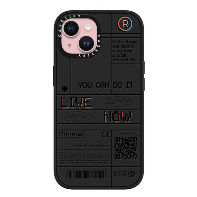 Realest Intentions x CASETiFY iPhone 15 ケース マットブラック インパクトケース MagSafe対応 Live Now