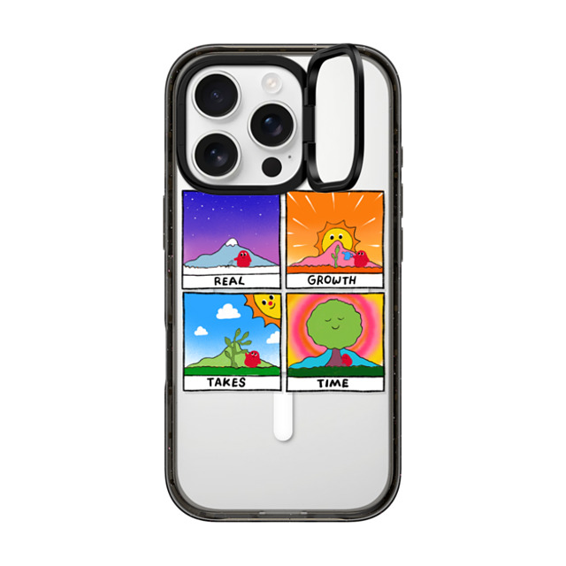 Slimy Oddity x CASETiFY iPhone 16 Pro ケース Polaroid,Cartoon ブラック インパクトリングスタンドケース MagSafe対応 Real Growth Takes Time Father's Day Slimy Oddity x CASETiFY iPhone 16 Pro ケース Polaroid,Cartoon ブラック インパクトリングスタンドケース MagSafe対応 Real Growth Takes Time Father's Day