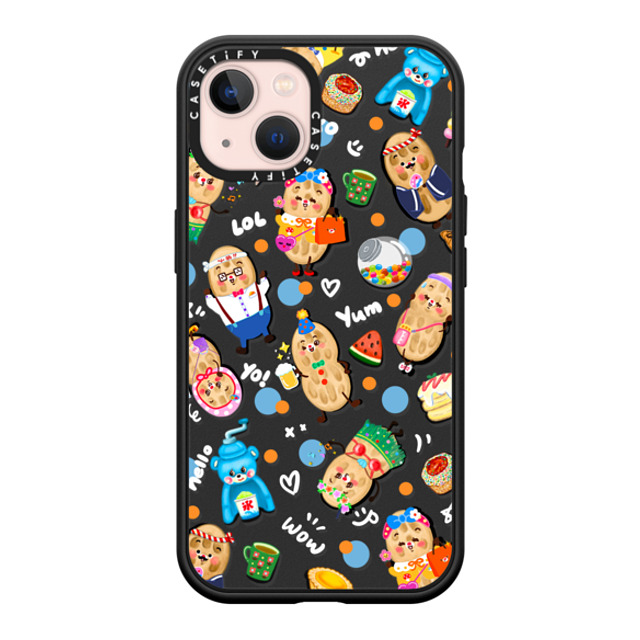 Venina_artworks x CASETiFY iPhone 13 ケース マットブラック インパクトケース MagSafe対応 Peanuts Buddy (SS Fold)