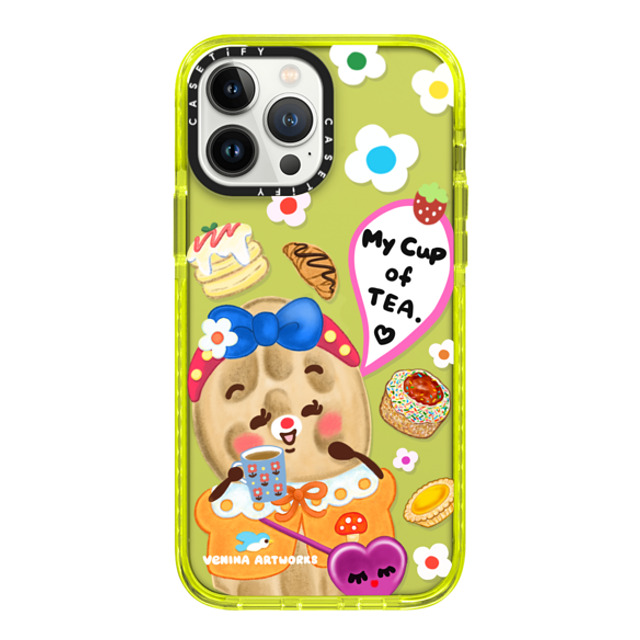 Venina_artworks x CASETiFY iPhone 13 Pro Max ケース ネオン イエロー インパクトケース My cup of tea