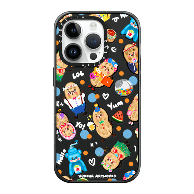 Venina_artworks x CASETiFY iPhone 14 Pro ケース マットブラック インパクトケース MagSafe対応 Peanuts Buddy