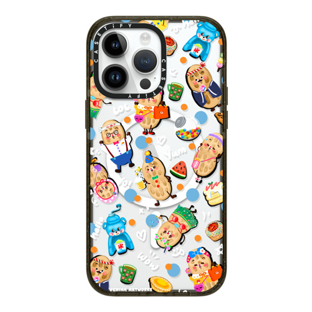 Venina_artworks x CASETiFY iPhone 14 Pro Max ケース ブラック インパクトケース MagSafe対応 Peanuts Buddy (SS Fold)