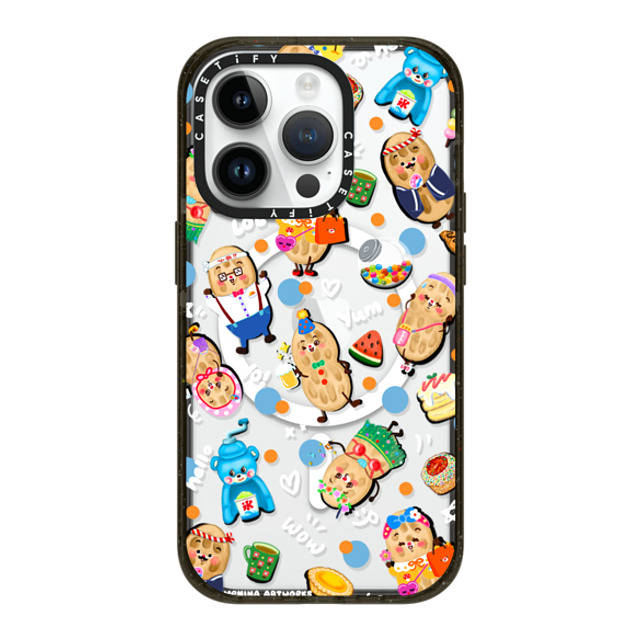 Venina_artworks x CASETiFY iPhone 14 Pro ケース ブラック インパクトケース MagSafe対応 Peanuts Buddy (SS Fold)