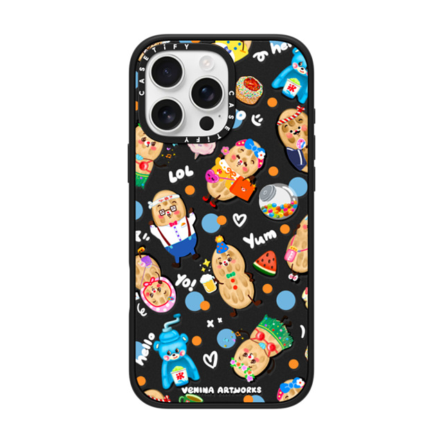 Venina_artworks x CASETiFY iPhone 16 Pro Max ケース マットブラック インパクトケース MagSafe対応 Peanuts Buddy