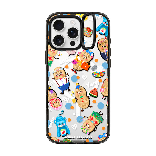 Venina_artworks x CASETiFY iPhone 16 Pro Max ケース ブラック インパクトリングスタンドケース MagSafe対応 Peanuts Buddy