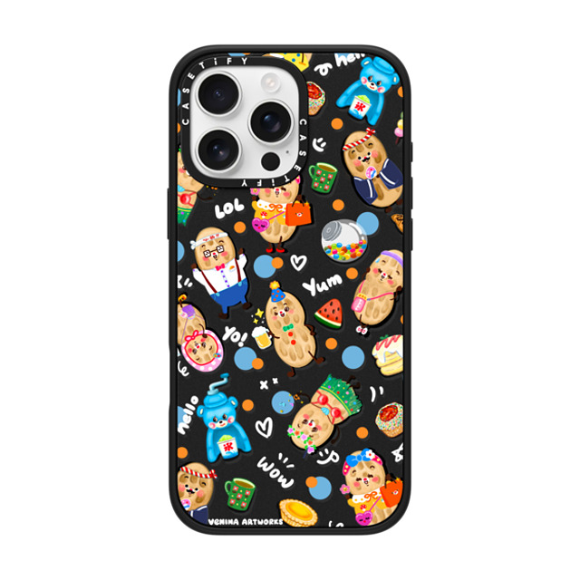 Venina_artworks x CASETiFY iPhone 16 Pro Max ケース マットブラック インパクトケース MagSafe対応 Peanuts Buddy (SS Fold)