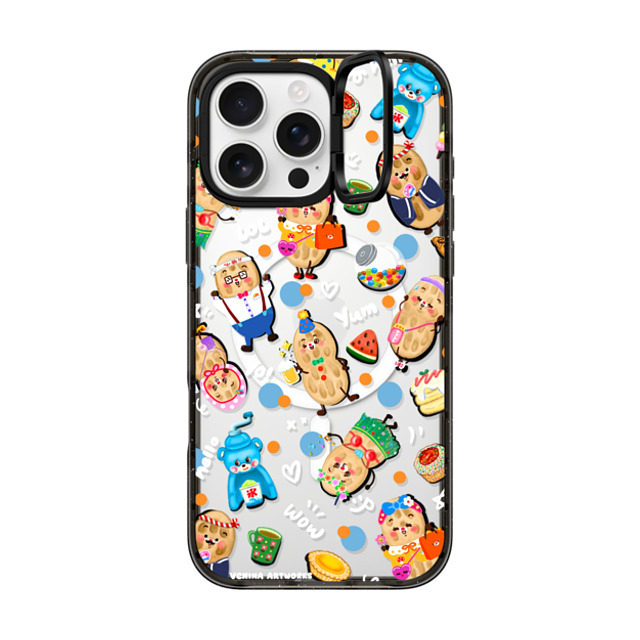 Venina_artworks x CASETiFY iPhone 16 Pro Max ケース ブラック インパクトリングスタンドケース MagSafe対応 Peanuts Buddy (SS Fold)