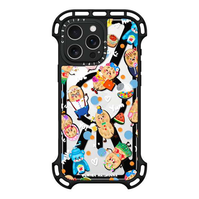 Venina_artworks x CASETiFY iPhone 16 Pro Max ケース ブラック ウルトラ バウンスケース MagSafe対応 Peanuts Buddy