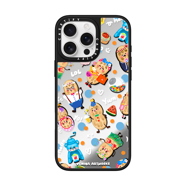 Venina_artworks x CASETiFY iPhone 16 Pro Max ケース Silver on Black ミラーケース MagSafe対応 Peanuts Buddy