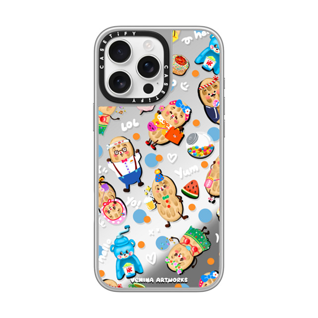 Venina_artworks x CASETiFY iPhone 16 Pro Max ケース シルバー (シルバーバンパー) ミラーケース MagSafe対応 Peanuts Buddy