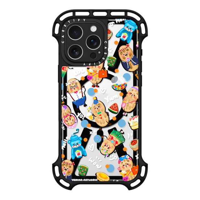 Venina_artworks x CASETiFY iPhone 16 Pro Max ケース ブラック ウルトラ バウンスケース MagSafe対応 Peanuts Buddy (SS Fold)