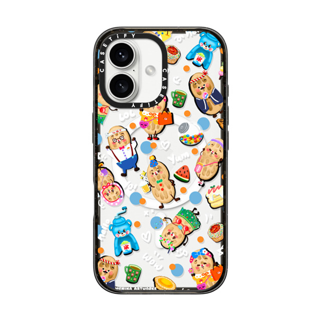 Venina_artworks x CASETiFY iPhone 16 ケース ブラック インパクトケース MagSafe対応 Peanuts Buddy (SS Fold)