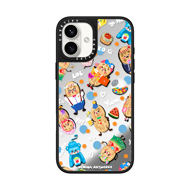 Venina_artworks x CASETiFY iPhone 16 Plus Case Silver on Black ミラーケース MagSafe対応 Peanuts Buddy Venina_artworks x CASETiFY iPhone 16 Plus Case Silver on Black ミラーケース MagSafe対応 Peanuts Buddy