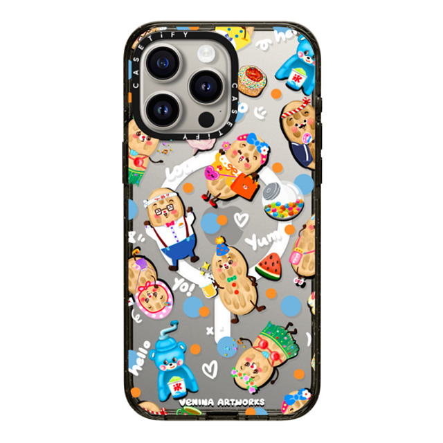 Venina_artworks x CASETiFY iPhone 15 Pro Max ケース ブラック インパクトケース MagSafe対応 Peanuts Buddy