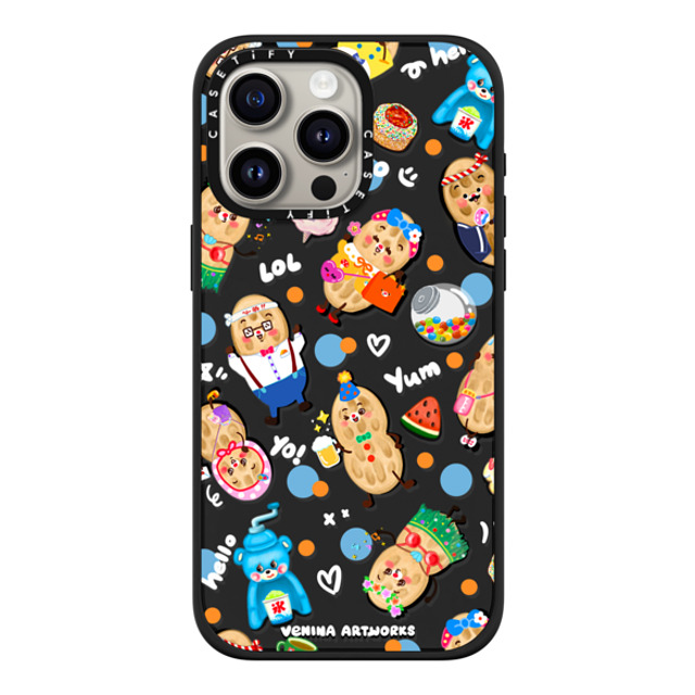 Venina_artworks x CASETiFY iPhone 15 Pro Max ケース マットブラック インパクトケース MagSafe対応 Peanuts Buddy