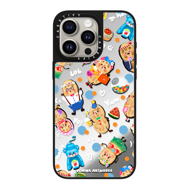 Venina_artworks x CASETiFY iPhone 15 Pro Max ケース Silver on Black ミラーケース MagSafe対応 Peanuts Buddy