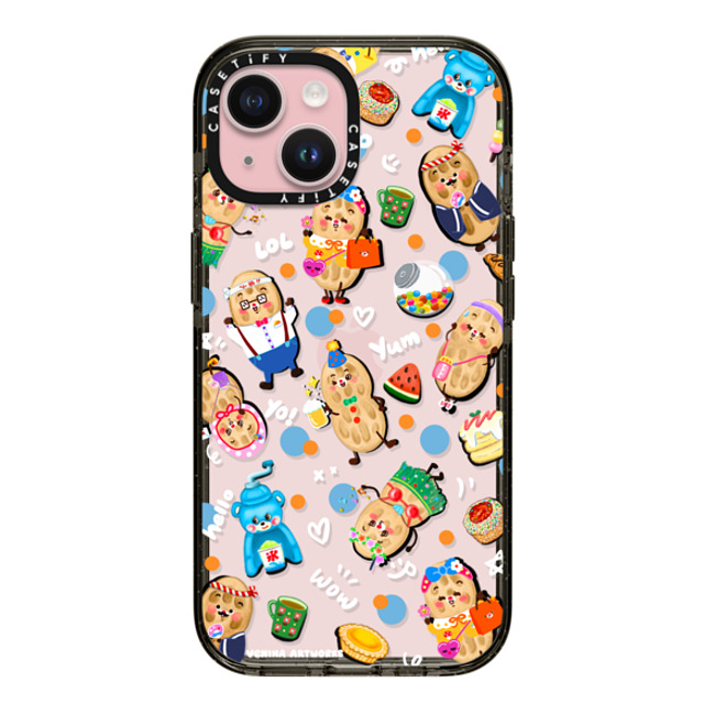 Venina_artworks x CASETiFY iPhone 15 ケース ブラック インパクトケース Peanuts Buddy (SS Fold)