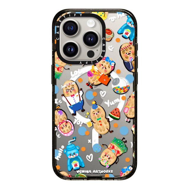 Venina_artworks x CASETiFY iPhone 15 Pro ケース ブラック インパクトケース MagSafe対応 Peanuts Buddy