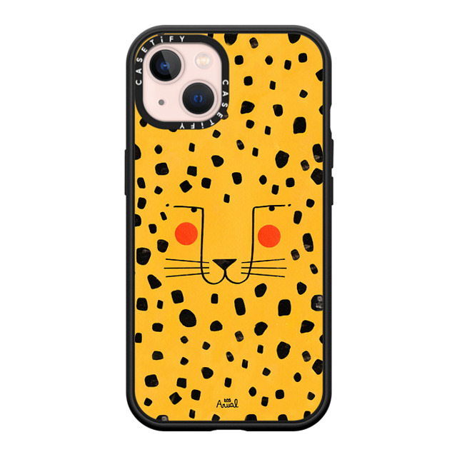 Arual Lhuillier x CASETiFY iPhone 13 ケース マットブラック インパクトケース MagSafe対応 Cheetah face by Arual