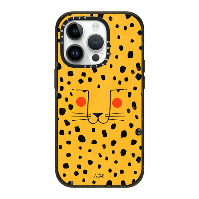 Arual Lhuillier x CASETiFY iPhone 14 Pro ケース ブラック インパクトケース MagSafe対応 Cheetah face by Arual