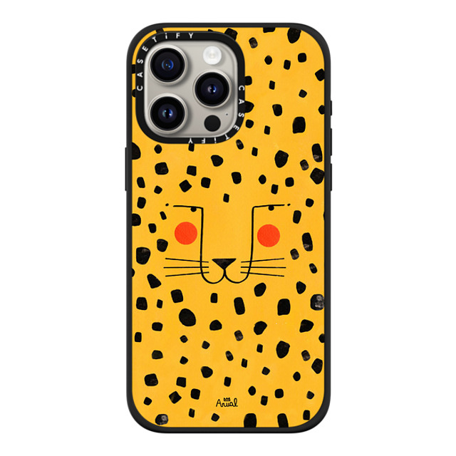 Arual Lhuillier x CASETiFY iPhone 15 Pro Max ケース マットブラック インパクトケース MagSafe対応 Cheetah face by Arual