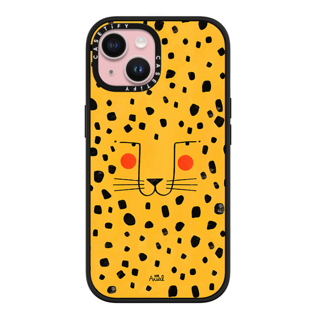 Arual Lhuillier x CASETiFY iPhone 15 ケース マットブラック インパクトケース MagSafe対応 Cheetah face by Arual