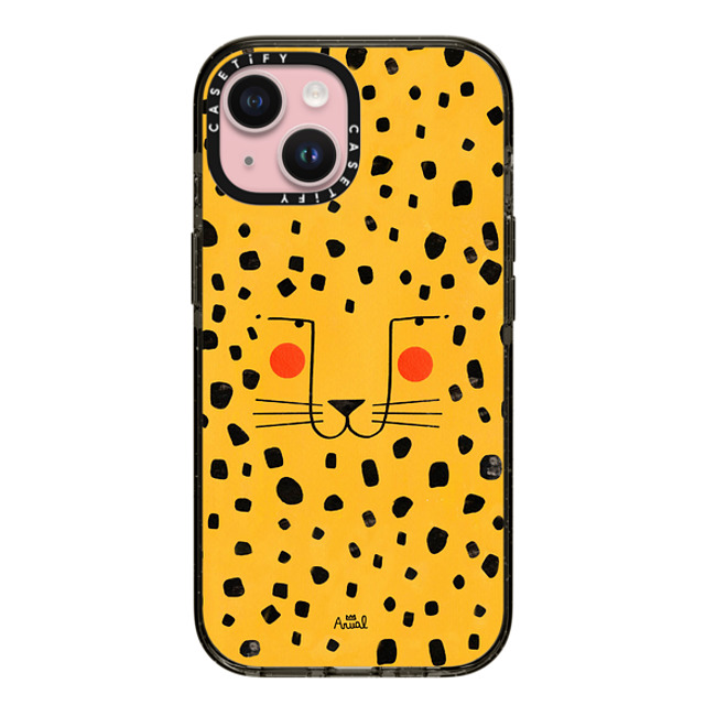 Arual Lhuillier x CASETiFY iPhone 15 ケース ブラック インパクトケース Cheetah face by Arual