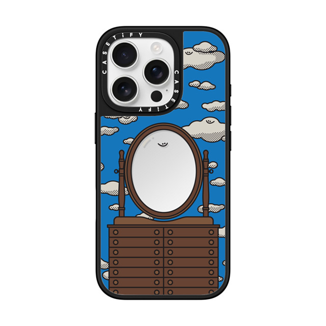 MicahHere x CASETiFY iPhone 16 Pro Case Silver on Black ミラーケース MagSafe対応 Cloud Mirror by MicahHere Father's Day MicahHere x CASETiFY iPhone 16 Pro Case Silver on Black ミラーケース MagSafe対応 Cloud Mirror by MicahHere Father's Day