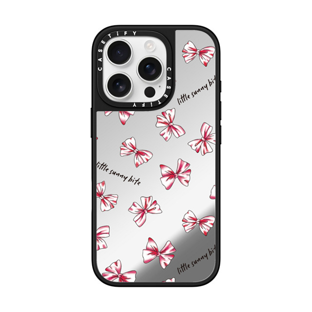 A-GENT TOKYO x CASETiFY iPhone 16 Pro ケース Sticker,Ribbon Silver on Black ミラーケース MagSafe対応 Bow- Little Sunny Bite Back to School A-GENT TOKYO x CASETiFY iPhone 16 Pro ケース Sticker,Ribbon Silver on Black ミラーケース MagSafe対応 Bow- Little Sunny Bite Back to School