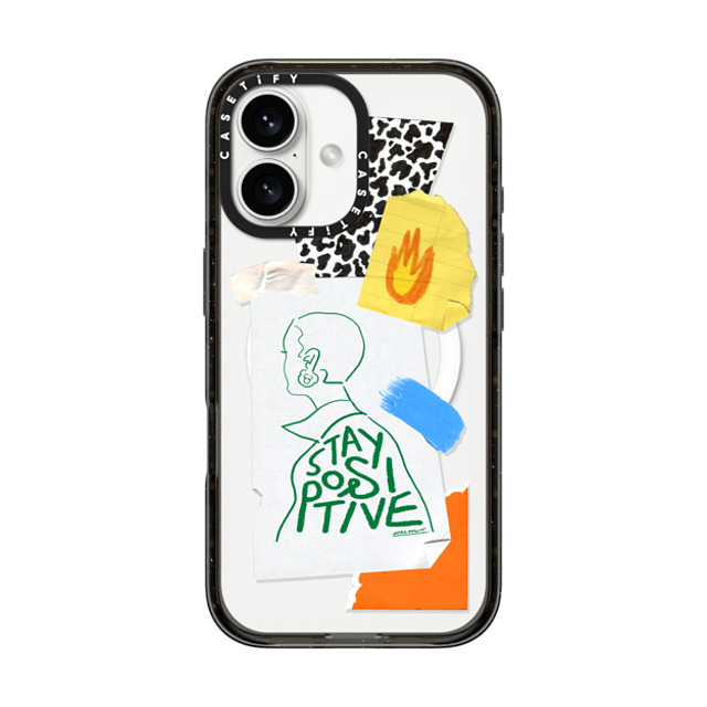 A-GENT TOKYO x CASETiFY iPhone 16 Case Black Impact Case MagSafe Compatible WALNUT- Stay Positive Mother's Day A-GENT TOKYO x CASETiFY iPhone 16 Case Black Impact Case MagSafe Compatible WALNUT- Stay Positive Mother's Day
