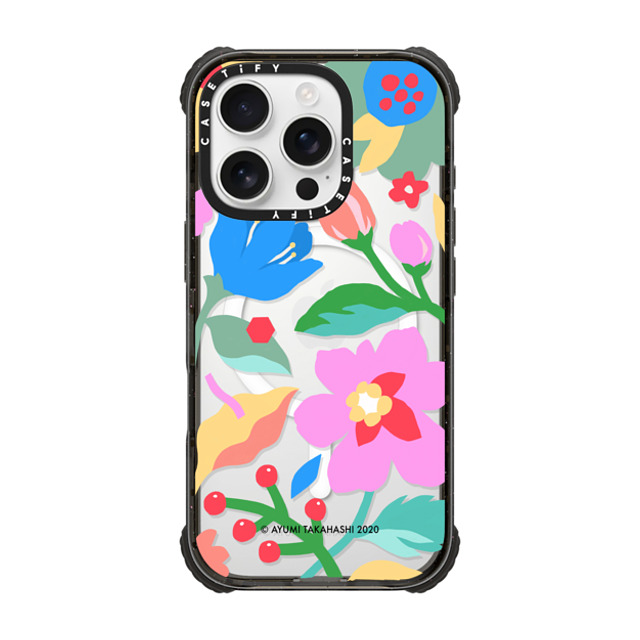 A-GENT TOKYO x CASETiFY iPhone 16 Pro ケース ブラック ウルトラ インパクトケース MagSafe 対応 Ayumi Takahashi- Summer Flowers