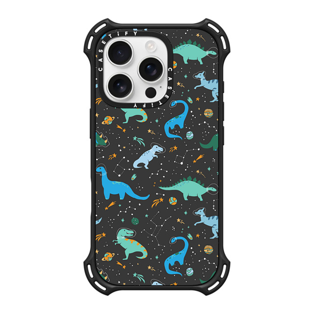 CASETiFY iPhone 16 Pro Case Matte Black バウンスケース Dinosaur,Space Dinosaurs in Space - Blue CASETiFY iPhone 16 Pro Case Matte Black バウンスケース Dinosaur,Space Dinosaurs in Space - Blue