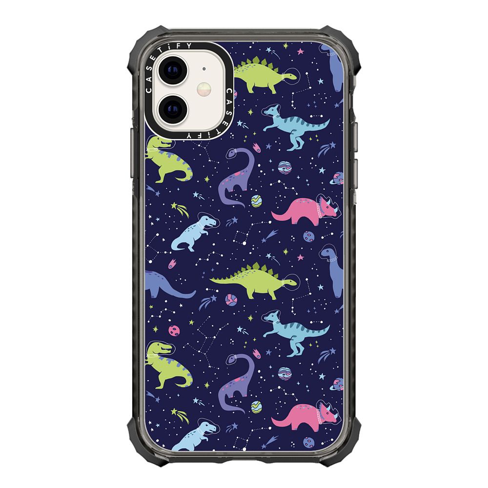 Ultra Impact iPhone 11 Case - Dinosaurs in Space - Purple