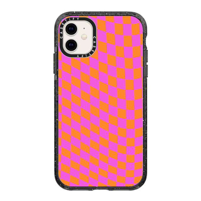 Allison Reich x CASETiFY iPhone 11 ケース ブラック インパクトケース Pink and Orange Checkered