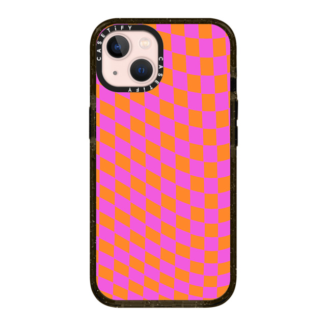 Allison Reich x CASETiFY iPhone 13 ケース ブラック インパクトケース Pink and Orange Checkered