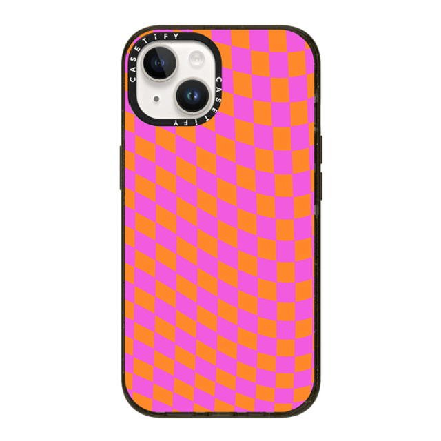 Allison Reich x CASETiFY iPhone 14 ケース ブラック インパクトケース Pink and Orange Checkered