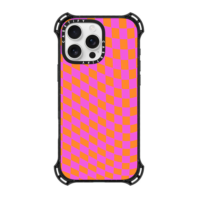 Allison Reich x CASETiFY iPhone 16 Pro Max ケース ブラック バウンスケース Pink and Orange Checkered