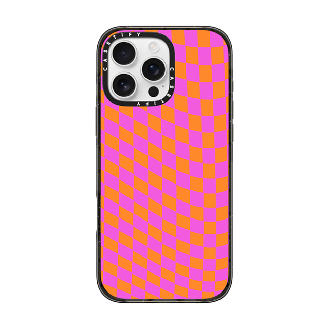 Allison Reich x CASETiFY iPhone 16 Pro Max ケース ブラック インパクトケース Pink and Orange Checkered