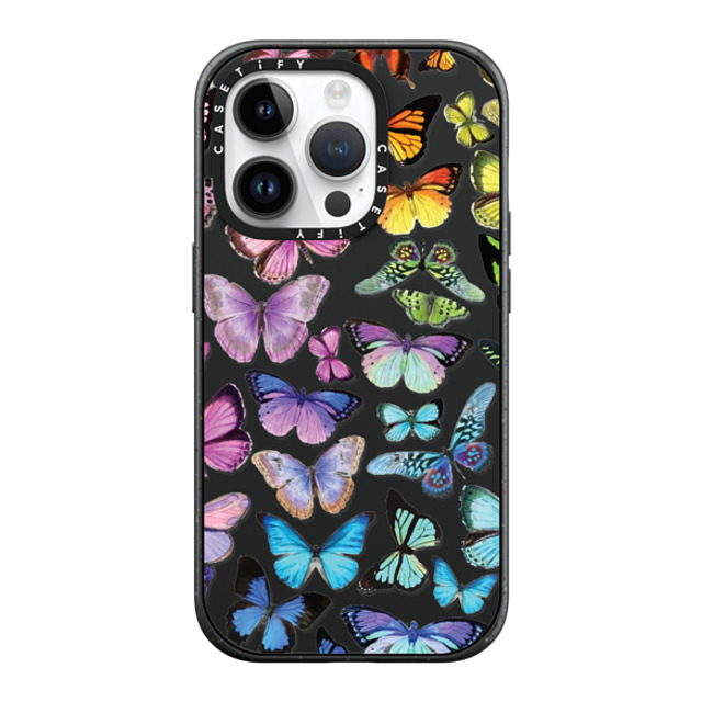 Allison Reich x CASETiFY iPhone 14 Pro ケース マットブラック インパクトケース MagSafe対応 Butterfly Rainbow