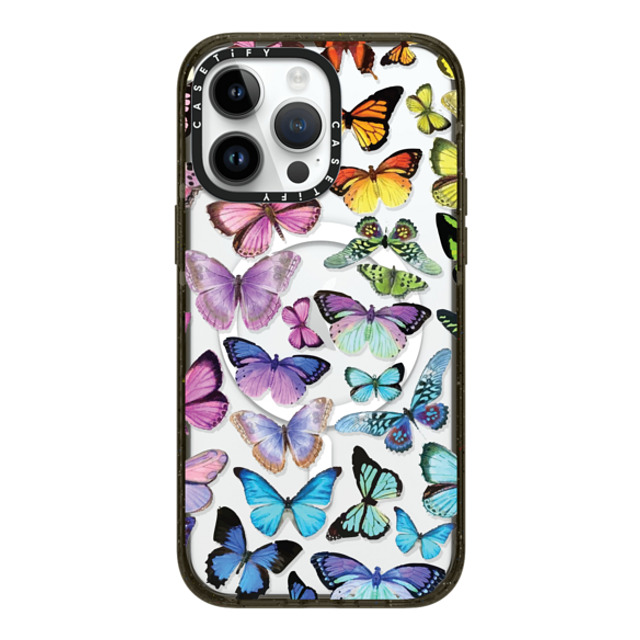 Allison Reich x CASETiFY iPhone 14 Pro Max ケース ブラック インパクトケース MagSafe対応 Butterfly Rainbow