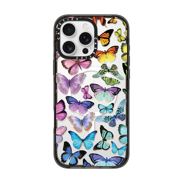 Allison Reich x CASETiFY iPhone 16 Pro Max ケース ブラック インパクトケース MagSafe対応 Butterfly Rainbow