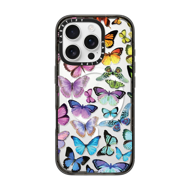 Allison Reich x CASETiFY iPhone 16 Pro ケース ブラック インパクトケース MagSafe対応 Butterfly Rainbow