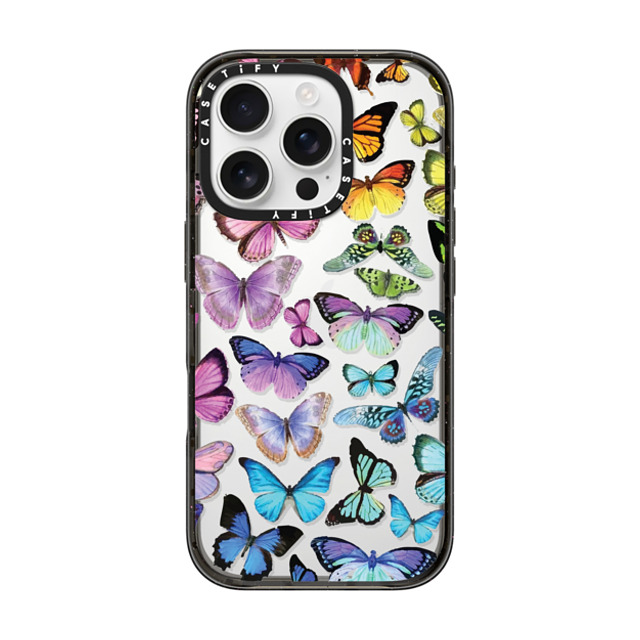 Allison Reich x CASETiFY iPhone 16 Pro ケース ブラック インパクトケース Butterfly Rainbow