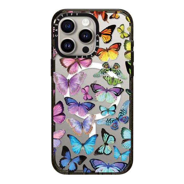 Allison Reich x CASETiFY iPhone 15 Pro Max ケース ブラック インパクトケース MagSafe対応 Butterfly Rainbow