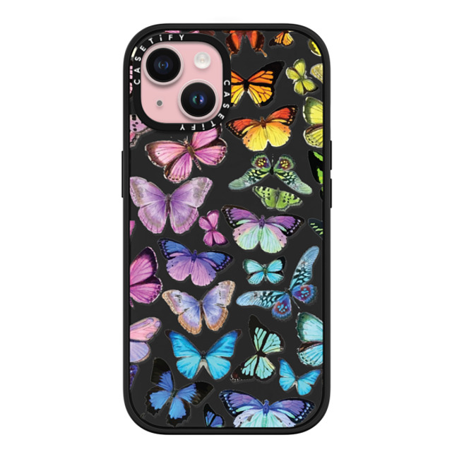 Allison Reich x CASETiFY iPhone 15 ケース マットブラック インパクトケース MagSafe対応 Butterfly Rainbow